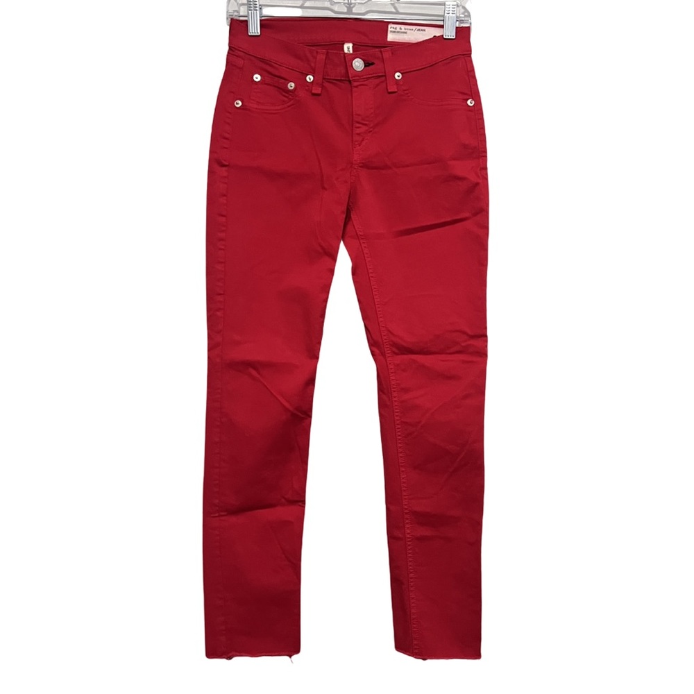 Rag & Bone Jeans Legging Cropped Red Mid Rise Stretch Denim Womens Size 26